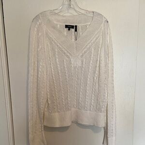 Theory White Woven Sag Harbor Sweater NWT